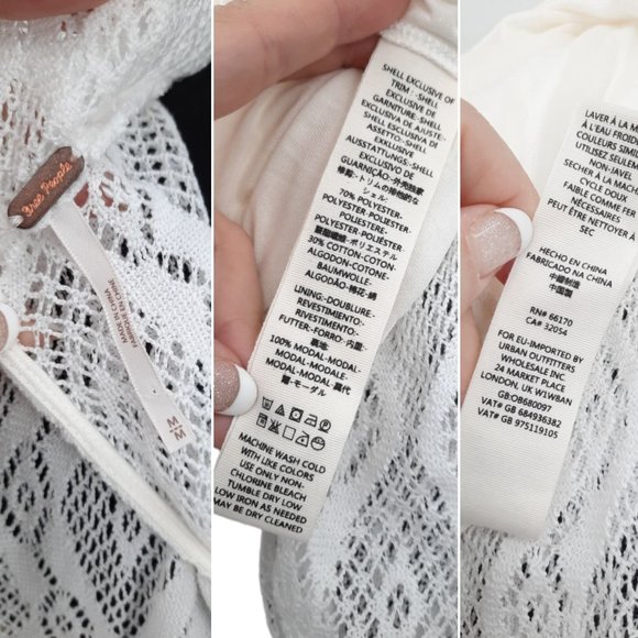 NEW Free People Creamy White Lace Rock Candy Mock Neck Dress M Ruffles Mini - Picture 11 of 12